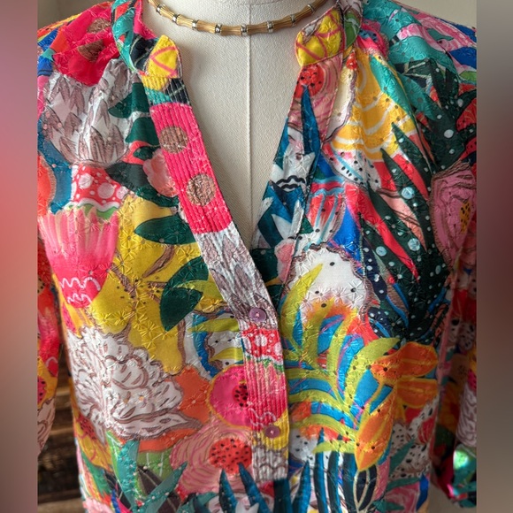 Lior Paris Floral Multicolor Eyelet Dress- S - Picture 4 of 7